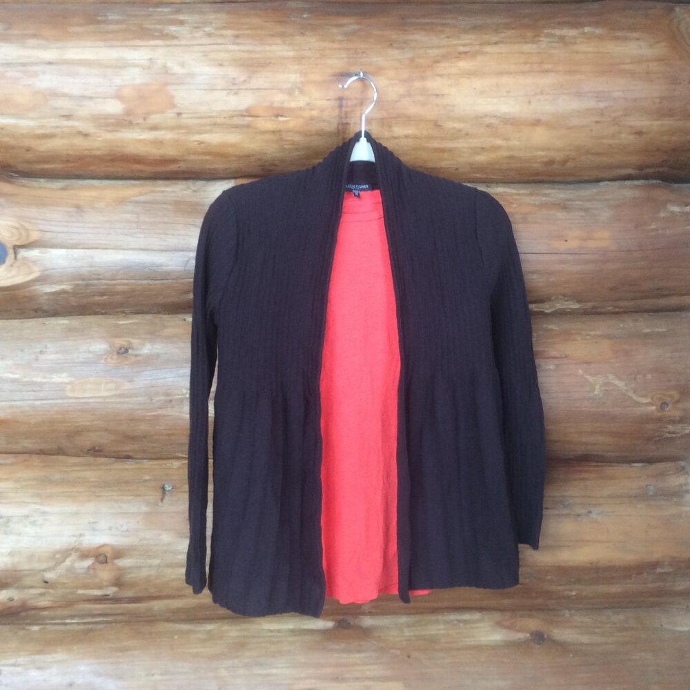 Eileen Fisher Bundle Brown Wool Cardigan and Orange T-Shirt Size XSP/XXS Fall - Picture 3 of 9